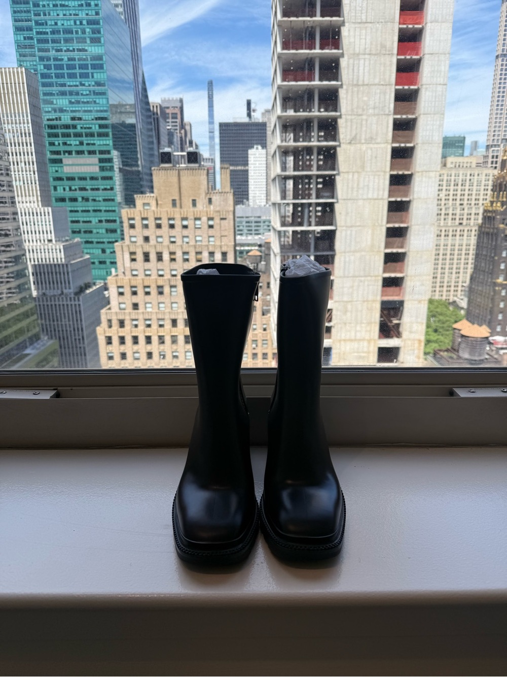 INC International Concepts Black Chunky Heel Mid-Calf Rain Boot - Picture 4 of 10